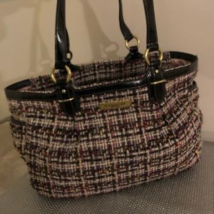 New no tags pink and black tweed coach purse
